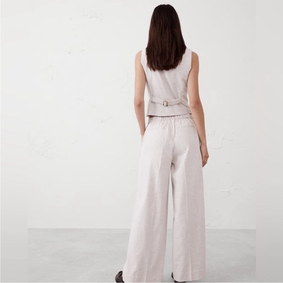 NWT! Banana Republic White Hayden Wide Leg Linen Blend Pull On Pant - Picture 4 of 8